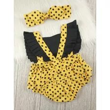 Roupa Bebe Body Jardineira Ensaio Mesversario Abelinha Laço