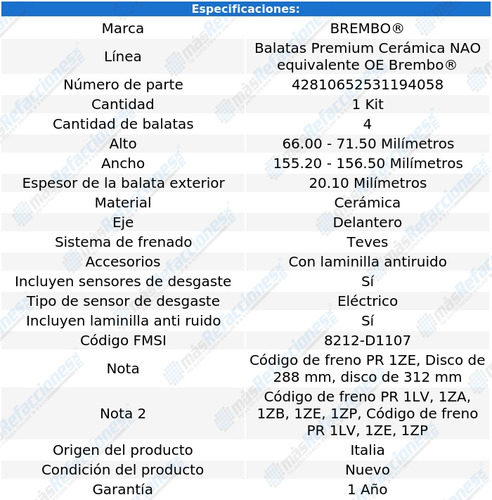 Balatas Delanteras Brembo Golf Mk5, 6 Jetta 2.5 Leon 1.8t Foto 3