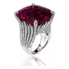 Anillo De Circón Rojo Para Mujer