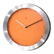 Reloj De Pared De Aluminio Cepillado Firma Naranja