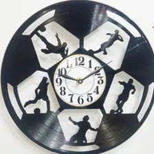 Fútbol Reloj De Pared Artesanal En Disco De Vinilo