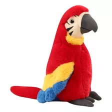 Pelucia Arara Vermelha Boneco Animal Realista Pássaro
