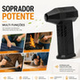 Soprador Turbo Ventilador Ar Turbo 130000rpm Sem Fio Recarregável Usb 3 Níveis Jato Forte Portátil Multiuso Limpeza Teclado Vlx Carro Acende Churrasqueira Preto 127/220v