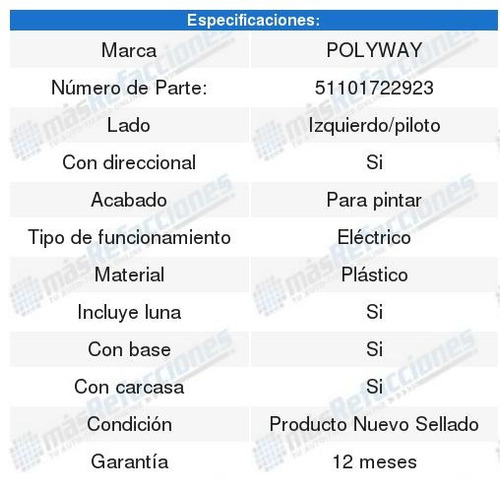 Par De Espejos Electricos C/base Plstico Polo 12 A 16 Foto 2