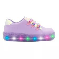 Tenis Ninos Moda Luces Led Niña Corazones Arcoiris 12-21.5