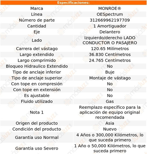 1) Amortiguador Oespectrum Gas Izq/der Del Navajo 91/94 Foto 3