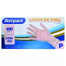 Luvas De Vinil Com Pó Tamanho P Com 100 Unidades - Bompack