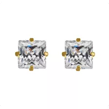 Aretes Broqueles Oro 14k Diamante Moissanita Princess 1.6ct