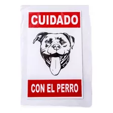 Cartel Cuidado Con El Perro 13cm X 20cm Pitbull