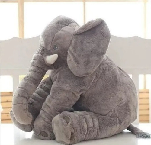 Almofada Elefante Pelúcia 60cm Cinza Bebê Antialérgico