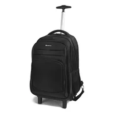 Mochila Com Carrinho Executiva Empresarial Notebook Viagem Cor Preto Desenho Do Tecido Liso