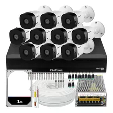 Kit Cftv Intelbras 10 Cameras Vhl 1220 B 1080p Dvr 16 Canais