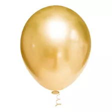 Bexiga Balões Metalizado Platino Nº 16 Dourado - 12 Unid 
