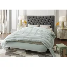 Cabeceira Casal Cama Box Suede Estofada Grafite Dobuê Miami