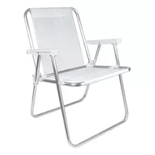 Silla Plegable Sannet Alta Mor Para Piscina Y Playa De Aluminio, Color Blanco