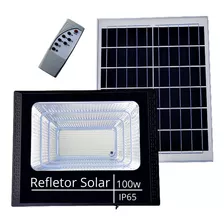 Refletor Holofote Ultra Led 100w Com Controle E Placa Solar Cor Da Carcaça Preto Cor Da Luz Branco-frio 110v/220v