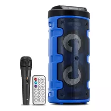 Caixa De Som D-s13 Azul Bluetooth 20w C/ Microfone E Alça