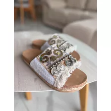 Sandalias Piedras Verano Boho Livianas Plataforma Baja Eva 