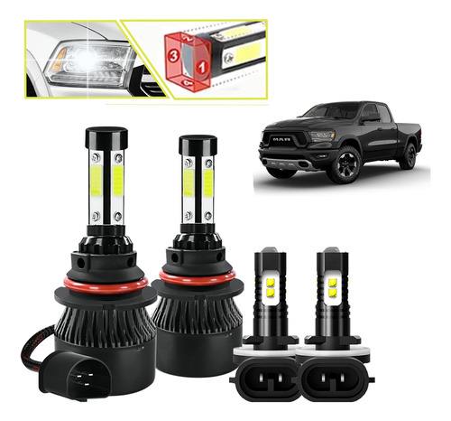 Kit Focos Led H13 Luz Baja Dodge Ram-1500 2014 12v 35w