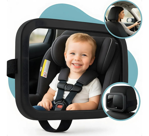 Espelho Retrovisor Bebe Conforto Interno Para Carro Segurança Com Giro 360 Graus Marca Homeroarte Preto