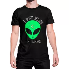 Camiseta Algodão Basica Lua Et Ovni I Don't Belive In Humans