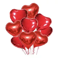 Kit 10 Globos Corazon Rojo 45cm San Valentin Amor Y Amistad