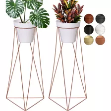 2 Suporte Tripé Triangular Vasos Com Vaso Plantas Chão 60cm 