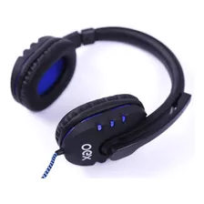 Headset Gamer Bit Oex Hs206 Usb Led Azul Microfone Preto