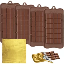Moldes De Chocolate De 4 Piezas Con 100 Envoltorios Dorados,