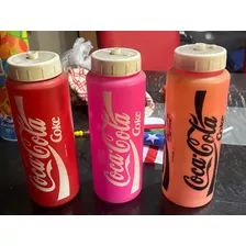 Lote 3 Cantimploras Botellas Plástico Coca-cola Retro