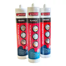 Silicona Acética Transparente Blanco Negro 280ml Tacsa 