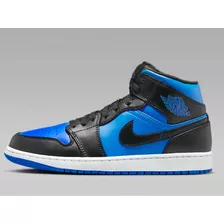 Nike Air Jordan 1 Mid Se Negro Y Azul Royal