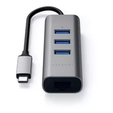 Hub Usb-c Satechi De 3 Puertos Usb-a + Ethernet Space Grey