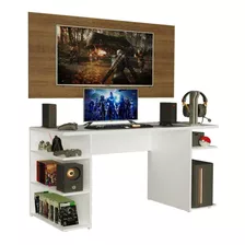 Mesa Para Computador Madesa Gamer E Painel Para Tv Até 50 Br Cor Branco/rustic Xamdfc0200019b