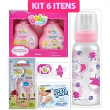 Kit Presente Bebê 6 Itens Mamadeira Shampoo Cond Muriel 
