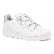 Tênis Ramarim Flatform Zíper Cadarço Brilho 2376222 Branco