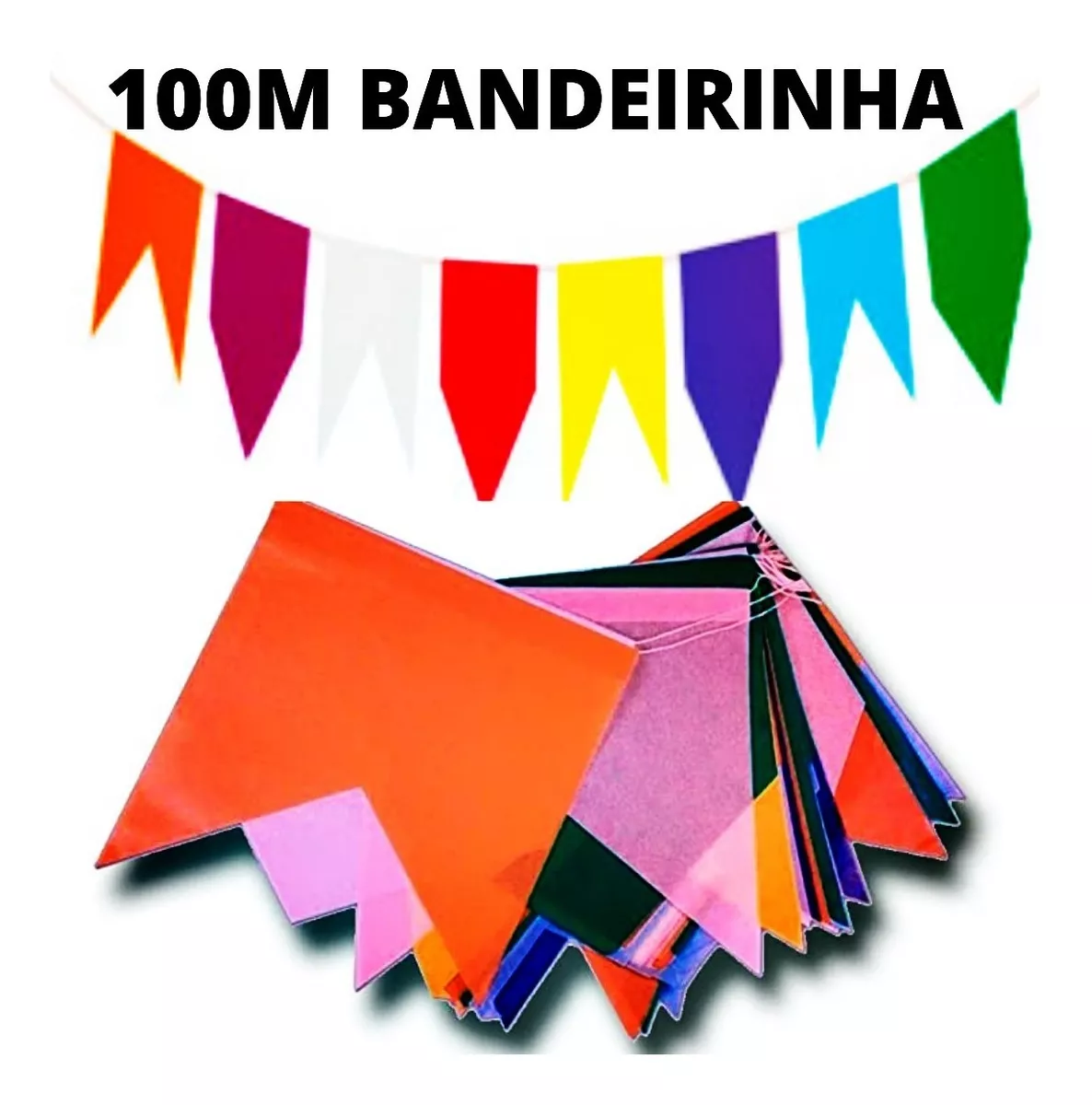 Kit Com 100 Metros Bandeirinha Bandeira Festa Junina Arraiá