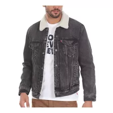 Chamarra Levis De Denim Gris Oscuro Con Borrega