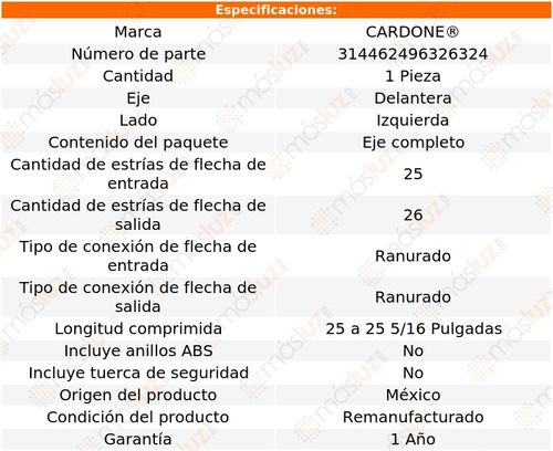 (1) Flecha Homocintica Izquierda Reliant L4 2.2l 87/89 Foto 4