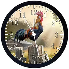 Farmhouse Rooster - Reloj De Pared Grande De 12 Pulgadas,