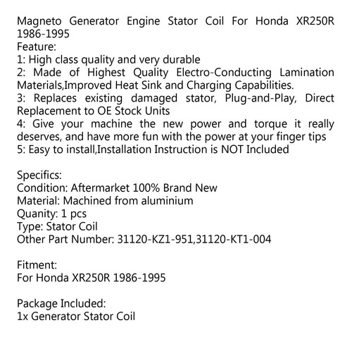 Estator Para Honda Xr 250 R Xr250r 1986-1995 Foto 3