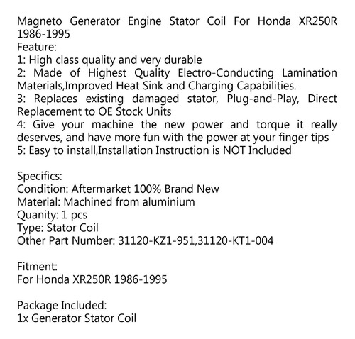 Estator Para Honda Xr 250 R Xr250r 1986-1995 1987 1988 1989 Foto 3