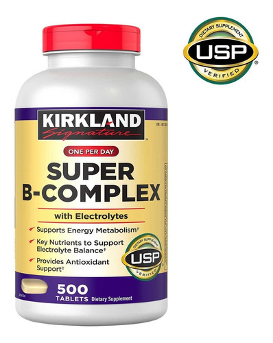 Super Complejo B Kirkland B-complex Con Electrolitos 500tabl