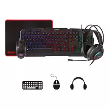 Kit 4 En 1 Teros Te-4063n Teclado Mouse Headset Mouse Pad Color Del Mouse Negro Color Del Teclado Negro