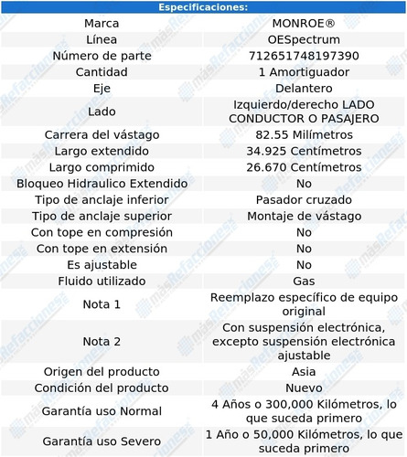 Amortiguador Oespectrum Gas Izq/der Del Corvette 89-96 Foto 3