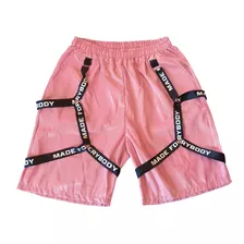 Pantalon Bermuda Short Pink Alternative Rock Kpop Moda