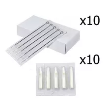 10 Agujas + 10 Tips Descartables Medidas Tattoo Needles