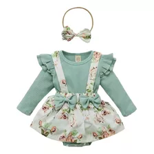 Conjunto De Bebe Floral Manga Larga 2 Pzs Ropa De Bebe Niña