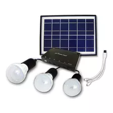 Kit Solar Iluminacion 3 Focos Led, Bateria, Panel, 6watts