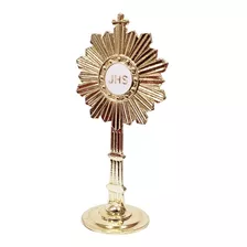 Mini Ostensório Eucaristia Metal 14cm Dourado Mesa Unidade